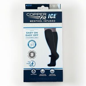 Copper Fit Ice Compression Socks Menthol Infused Black S/M